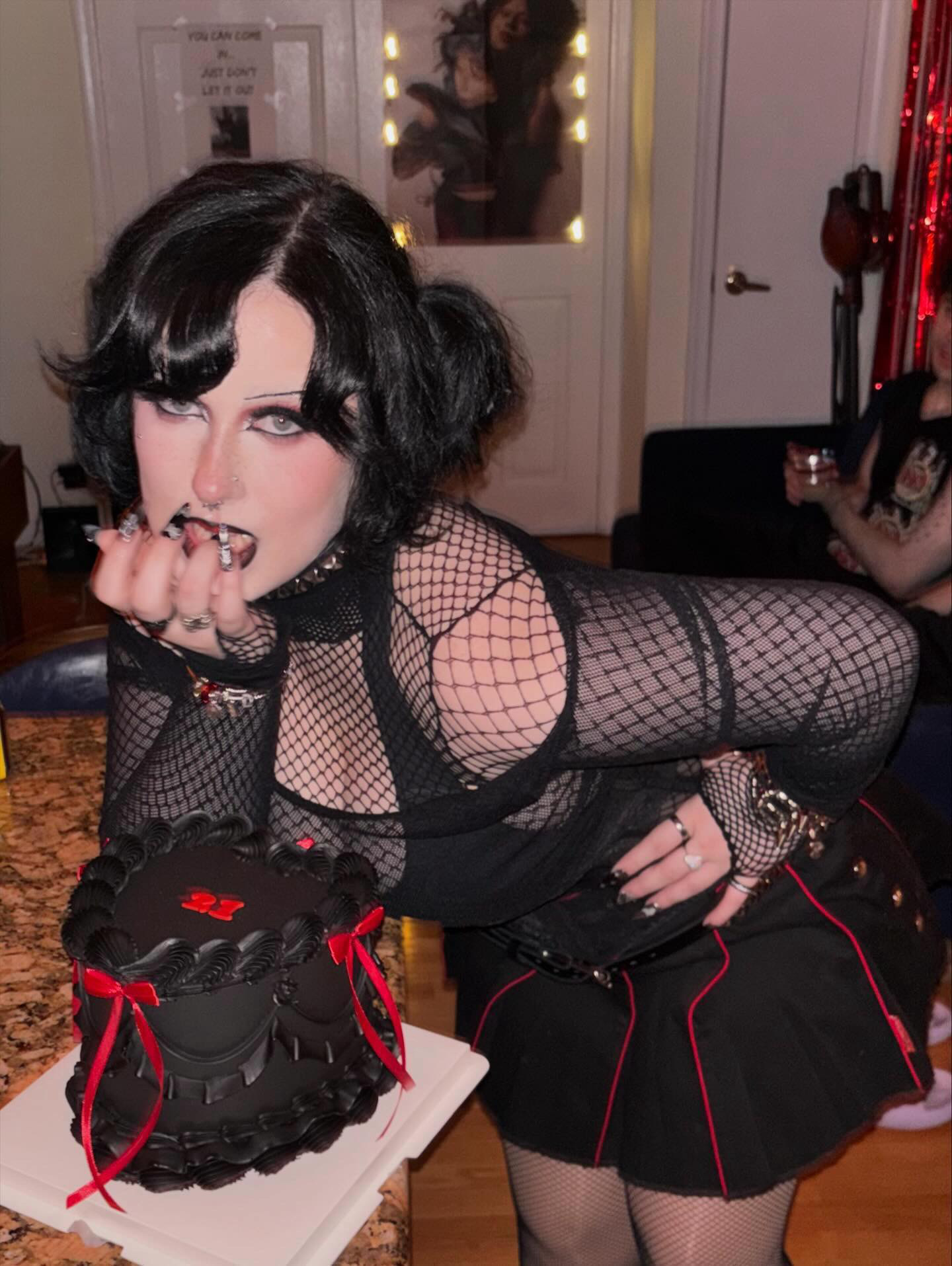 Sophia with her custom gothic birthday cake